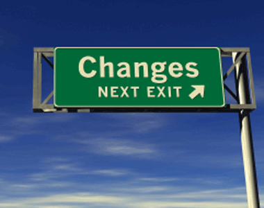 Road sign saying changes are on the next exit.