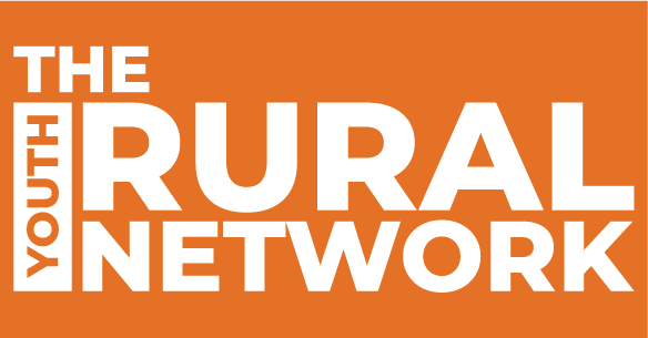 White and orange graphic spelling: "The Rural Youth Network."