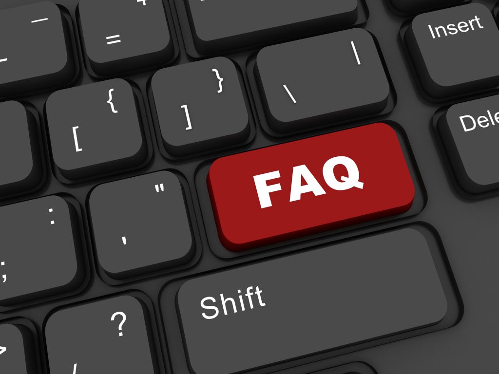 Graphic of FAQ button on keyboard.